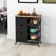 thumbnail image 1 of Xukmct Wood Top Kitchen Island with Shelves and Drawers, Rolling Bar Serving Cart for Home, Dining Room, Kitchen, Black, 1 of 10