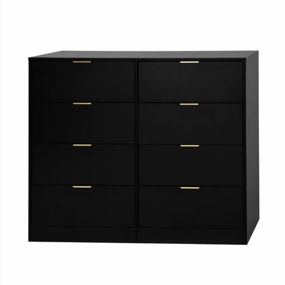 Xukmct Wooden Storage Cabinet for Closet, Tall Dresser with Handle, 8 Drawer Dresser for Bedroom, Living Room, Hallway, Black