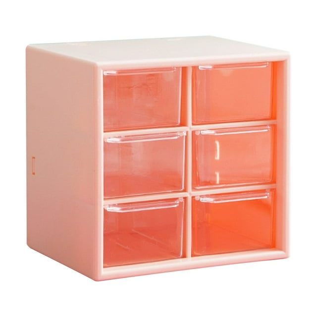 Xulianz Clearance Mini Table Top Drawer Storage Box Mini Plastic Desktop Organizer With 6 Drawers Removable Transparent Mini Drawers Holder