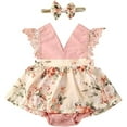 thumbnail image 1 of Xumplo Baby Girl Cotton Floral Romper Summer Outfit, Pink, Newborn to 24 Months, 1 of 6