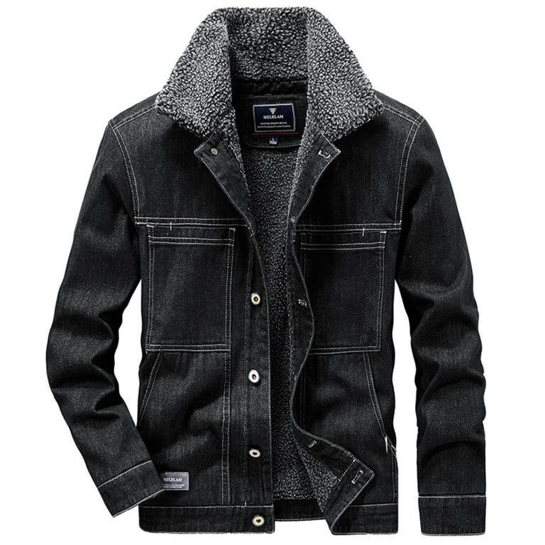 Black denim jacket 3xl sales