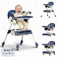 thumbnail image 1 of XunKA 4-in-1 Baby High Chair, Convertible Feeding Chair for Infant with Double-Layer Dinner Plate and Toy Rack for 6 Months to 3 Years, Blue, 1 of 14