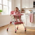 thumbnail image 1 of XunKA 4-in-1 Baby High Chair, Portable Fortable Toddler Dining Chair Eat & Play with Double-Layer Dinner Plate and Toy Rack for 6-36 Month, Pink., 1 of 12