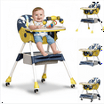thumbnail image 1 of XunKA 4-in-1 Convertible High Chair for Babies and Toddlers, Baby High Chair with Double-Layer Dinner Plate and Toy Rack, for 6-36 Months, Yellow, 1 of 10