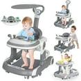 thumbnail image 1 of XunKA 5-in-1 Foldable Baby Walker with Foot Pads & Handles for Boys and Girls 6-24 Months, Gray, 1 of 8