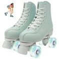 thumbnail image 1 of XunKA Adjustable Light Up Quad Roller Skates for Beginners - High-Top PU Leather Double-Row Wheels for Indoor Outdoor Use - Unisex Skates for Women, Men, Girls and Boys, 1 of 7