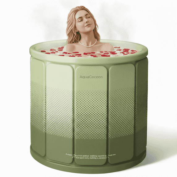 XunKA Portable Foldable Bathtub,SPA Soaking Standing Bath Tub, Suitable for Home Outdoor (Cold/Hot Universal).
