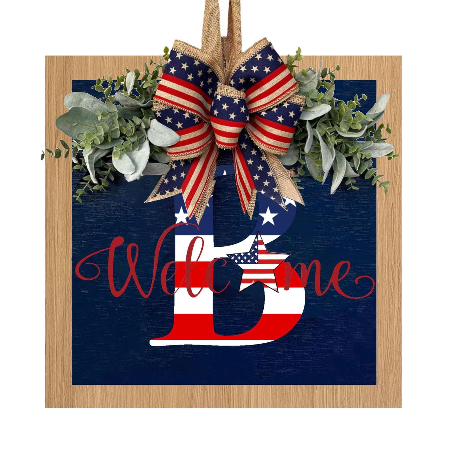 XunRui Hangs 2024 Patriotic Independence Day Wreath Hand Crafted