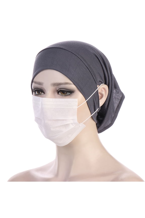 1Pack New Cotton Under Low Turban Round Front Jersey Stretch Earhole Scarf Elastic Hat Only Scarf
