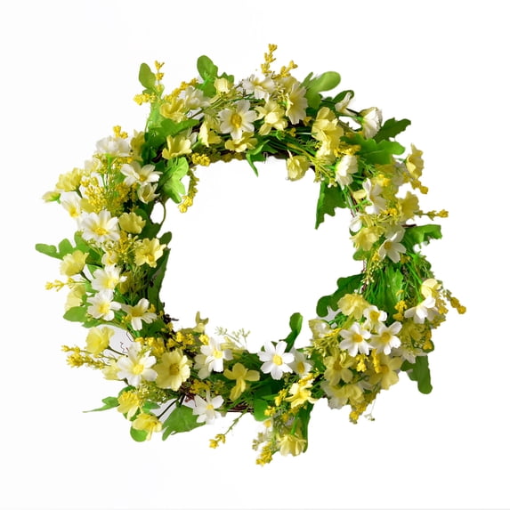 XunW Flowers Diameter 14In Wedding Rattan Circle Silk Cloth Home Decoration Simulation Garland Rich Chrysanthemum
