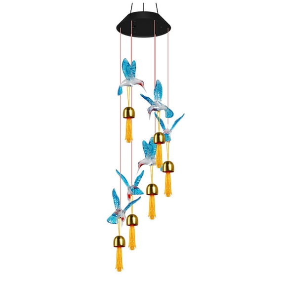 XunW Solar Chandelier Outdoor Luminous Hummingbird Colorful Led Courtyard Garden Decoration Bird Hanging Tree Lamp