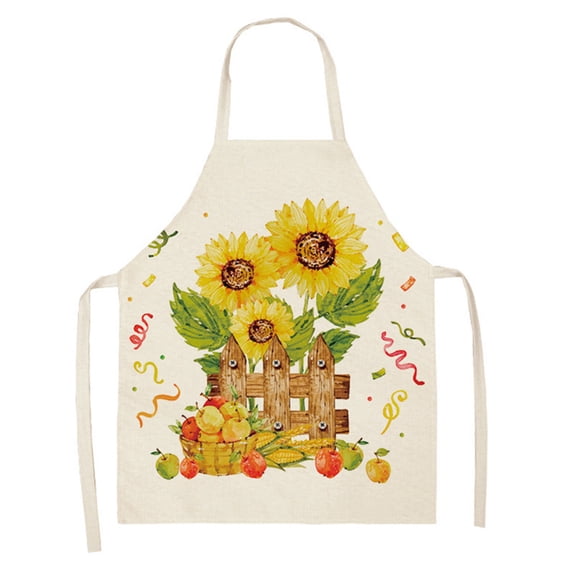 XunW Sunflower Pattern Apron Linen Apron Fashionable 26*21In Multifunctional Apron