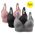 thumbnail image 1 of Xuncatan 3PC Bras for Women Full Support No Underwire Seamless Wireless Breathable Wirefree Gathered Together Everyday Bras Plus Size Push Up Bra Christmas gifts, 1 of 3