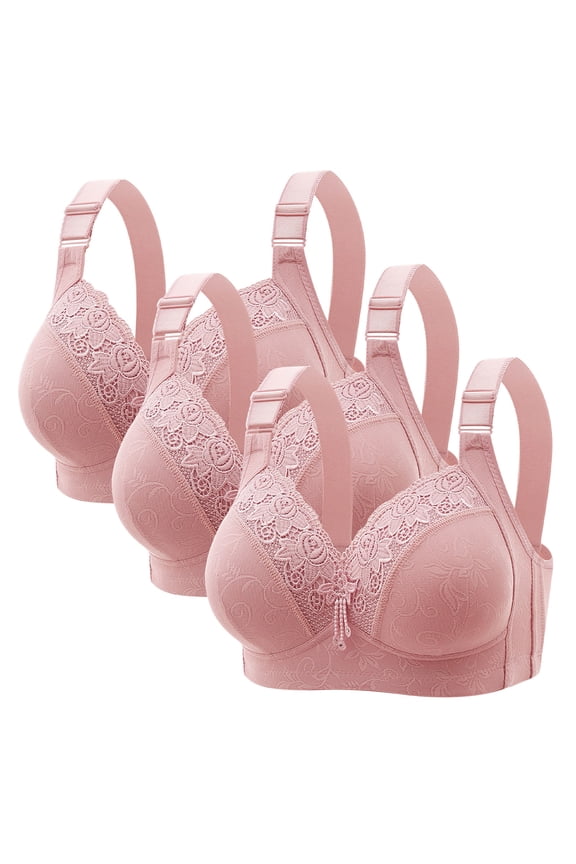 Xuncatan 3PC Daisy Bras for Women No Underwire Wireless Bras Push Up Plus Size Bra Comfortable Breathable Bras Support Bras Christmas gifts