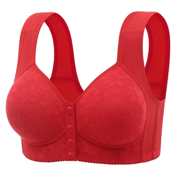 Xuncatan Daisy Bras for Older Women Front Closure Wireless Push Up Bra Everyday Wirefree Comfortable Sleep No Underwire Bras Christmas gifts
