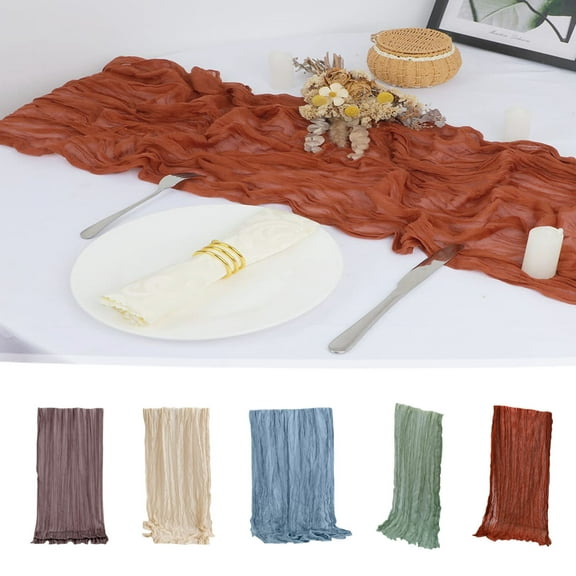 Xuniizn 10Ft Cheesecloth Table Runner Cheesecloth 35x158" Boho Table Runner Rustic Cheese Cloth Long Table Runner Romantic Table Runner for Wedding Bridal Shower Birthday Party Table Decor