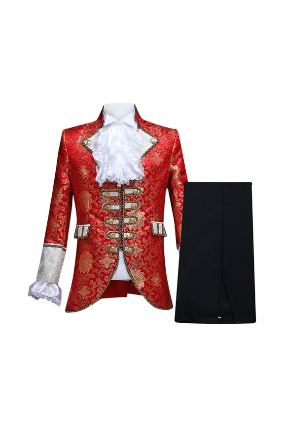 3PC Double Breasted Suit Men, Floral Print Court Style Performance Party Formal Suits, Soft Comfortable Elegant Outfits