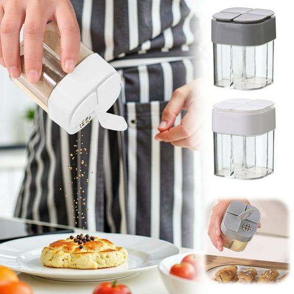 Xuniizn 4 in 1 Spice Jars Salt and Pepper Shakers Transparent Salt Shaker Can Filter Lumps Seasoning Containers for Home and Kitchen Camping Travel Cooking BBQ