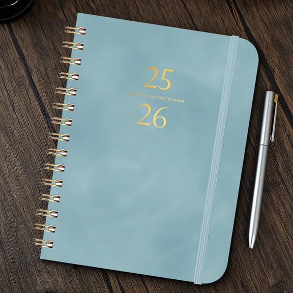 Xuniizn Academic Planner 2025-2026, Daily, Weekly & Monthly Planner, Journaling Notebooks for Work, Spiral Notebook, Twin-Wire Binding Day and Weekly Agenda for Work, Daily Planner