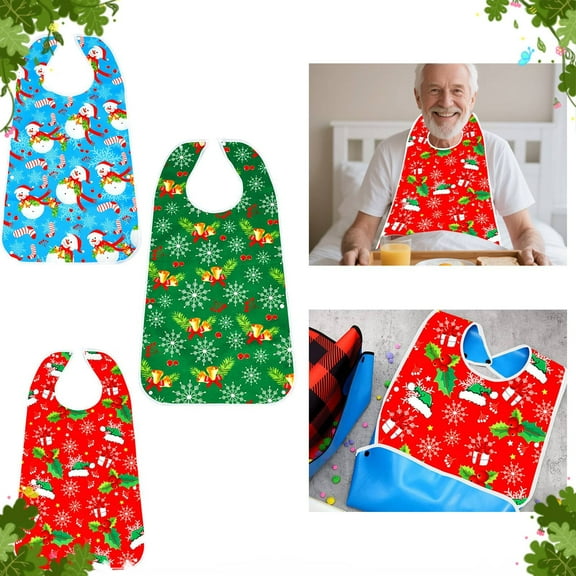 Xuniizn Adult Bibs for Women & Men, Waterproof Bibs for Elderly, Large Bibs for Adults to Stay Clean and Dignified, Food Catcher Pocket, Reusable & Easy Clean, Plastic, Red