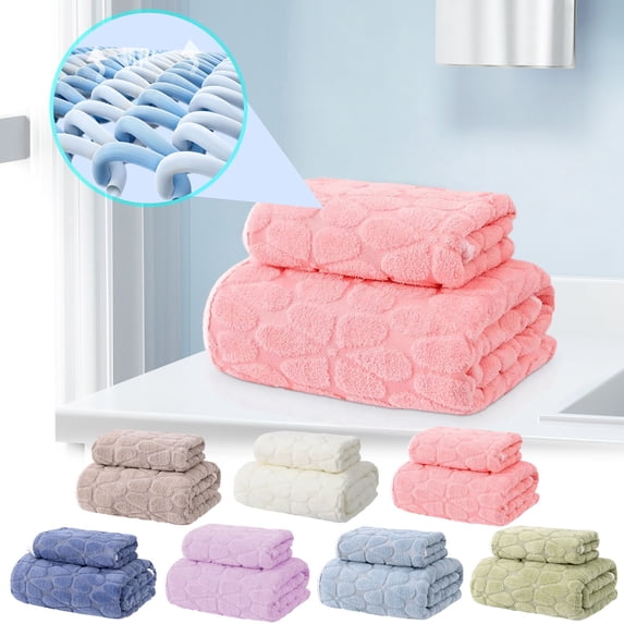 Xuniizn Bath Towel and Wash Cloths Set: 1* Bath Towel +1* Hand Towel, 100%Polyester, Highly Absorbent & Fade Resistant