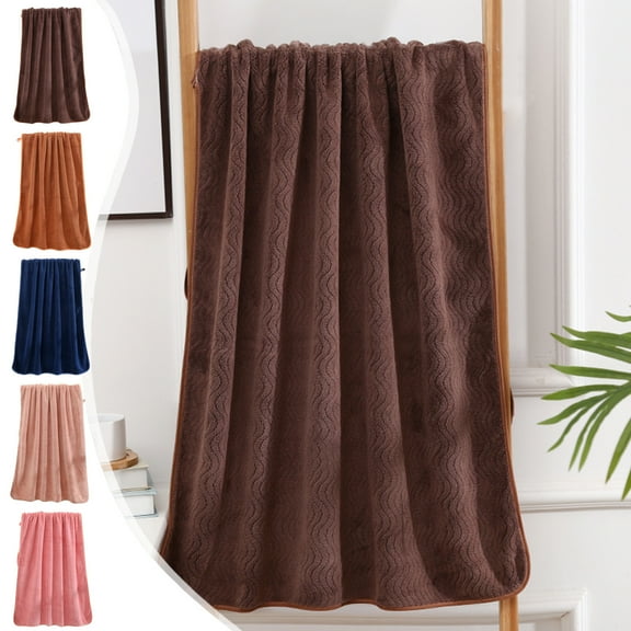 Xuniizn Bath Towel and Wash Cloths Set: 1* Fine Water Ripple Bath Towel 70x140Cm, 100%Polyester, Highly Absorbent & Fade Resistant