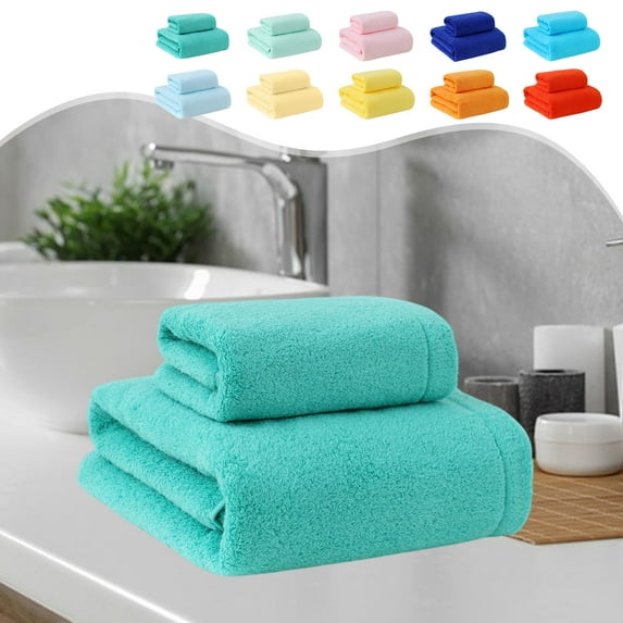 Xuniizn Bath Towel and Wash Cloths Set: 1xBath Towel, 1xHand Towel, cotton, Highly Absorbent & Fade Resistant