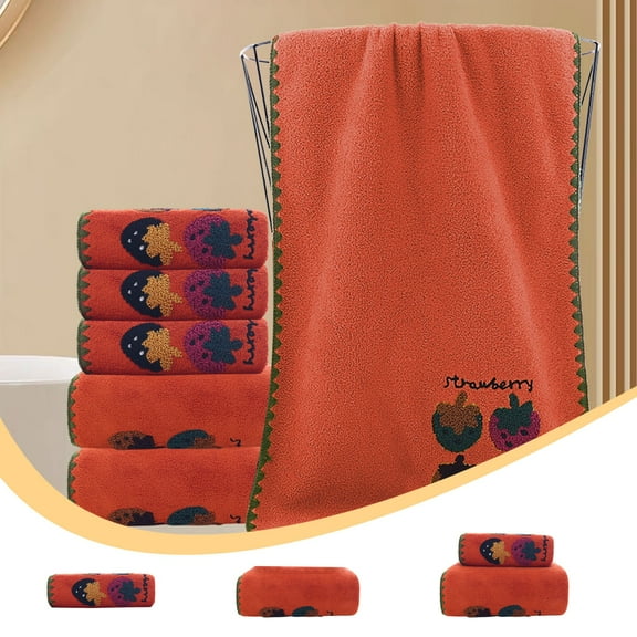 Xuniizn Bath Towel and Wash Cloths Set: 1xTowel Set, Flock, Highly Absorbent & Fade Resistant