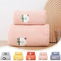 Xuniizn Bath Towel and Wash Cloths Set: 2* Animal Embroidered Bath Towel, 100%Polyester, Highly Absorbent & Fade Resistant