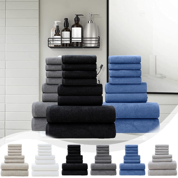 Xuniizn Bath Towel and Wash Cloths Set: 2 Bath Towels, 2 Hand Towels, 4 Square Towels, cotton, Highly Absorbent & Fade Resistant