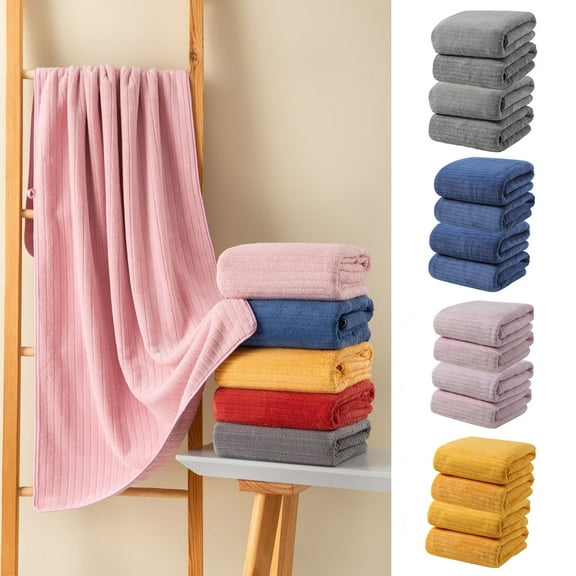 Xuniizn Bath Towel and Wash Cloths Set: 4xHand Towel, 100%Polyester, Highly Absorbent & Fade Resistant