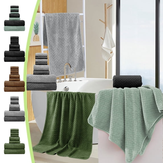 Xuniizn Bath Towel and Wash Cloths Set: 4xSquare Towels, 2 Bath Towels, 2xHand Towels, cotton, Highly Absorbent & Fade Resistant