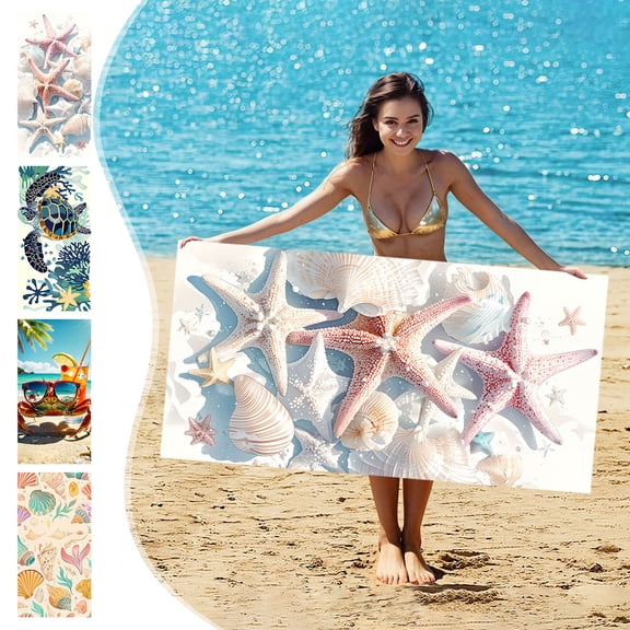 Xuniizn Bath Towel and Wash Cloths Set: Beach Bath Towelx1, polyester, Highly Absorbent & Fade Resistant