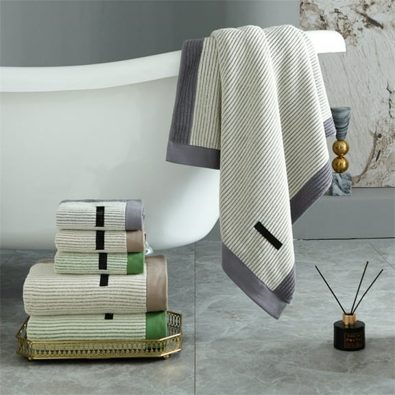 Xuniizn Bath Towel and Wash Cloths Set: Hand Towel *1, Bath Towel *1, cotton, Highly Absorbent & Fade Resistant