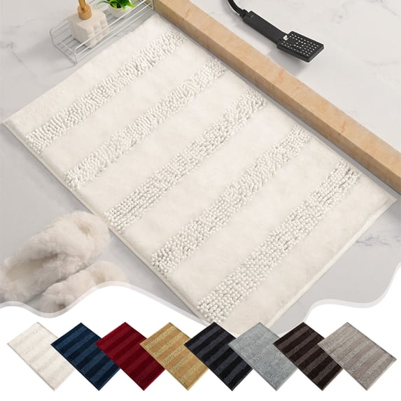 Xuniizn Bathroom Rugs 16x24" Bath Mat, Extra Soft Absorbent Chenille Shower Mat, Rubber Backing Quick Dry, Machine Washable Bath Mats for Bathroom Floor, Tub and Shower, Home Decor Accessories, Brown