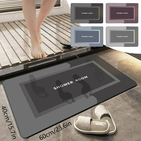 Xuniizn Bathroom Rugs 16x24" Bath Mat, Extra Soft Absorbent Chenille Shower Mat, Rubber Backing Quick Dry, Machine Washable Bath Mats for Bathroom Floor, Tub and Shower, Home Decor Accessories, Gray