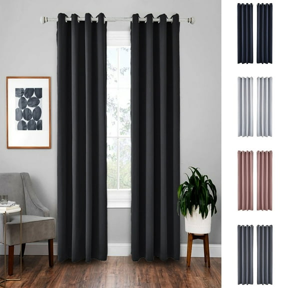 Xuniizn Blackout Curtains for Bedroom Thermal Insulated - 100%Polyester Black Out Curtains 2 Panels Set Room Darkening Window Curtains for Living Room