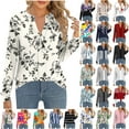 thumbnail image 1 of Xuniizn Blouses for Women, Floral Printed V Neck Long Sleeve Business Casual Tops, Soft Cozy Loose Dressy Work Blouses, S-2XL, 1 of 6