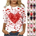thumbnail image 1 of Xuniizn Blouses for Women, Valentine's Day Heart Print 3/4 Sleeve Casual Loose Crewneck Shirts, Plus Size Soft Cozy Tunic Tops, Gifts for Her, 1 of 5