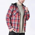 thumbnail image 1 of Xuniizn Button Down Plaid Hoodies for Men, Lightweight Stylish Casual Long Sleeve Shirt Jackets with Pockets, Soft Cozy Drawstring Hoodies, 1 of 5