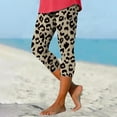 thumbnail image 1 of Xuniizn Capri Pants for Women, Leopard Print Elastic Waist Lace Hem Yoga Leggings, Thin Soft Comfortable Breathable Stretchy Trendy Casual Capris, 1 of 5