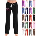 thumbnail image 1 of Xuniizn Casual Pants for Women Plus Size Drawstring Elastic Waist Straight Bows Print Loungewear Travel Pajama Pants Soft Comfy Yoga Sweatpants, S-5XL, 1 of 6