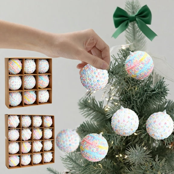 Xuniizn Christmas Ball Ornaments 9Pcs Candy Colored Foam Balls Christmas Tree Ornaments for Hanging Decorations, Shatterproof Christmas Ornaments Set for Xmas Tree, Holiday, Wedding, Party