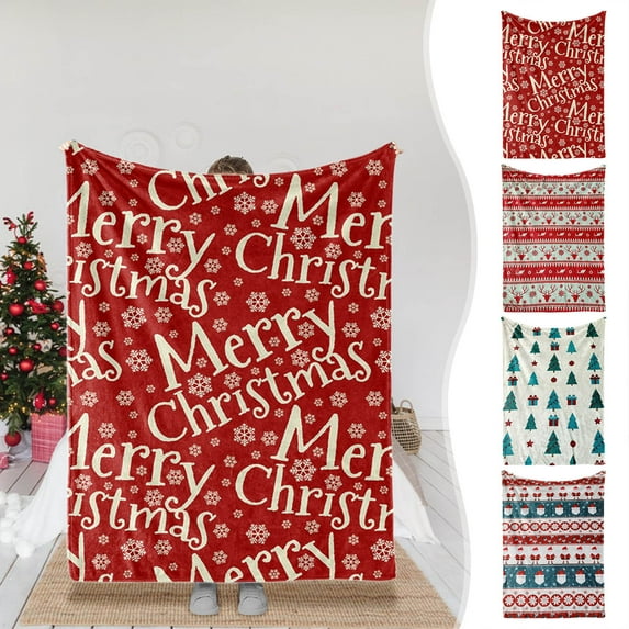 Xuniizn Christmas Blanket for Couch, Soft Christmas Throw Blanket, Warm Thicken Flannel Sherpa Blanket Microfiber Machine Washable for Bedroom, Fleece Blanket, Christmas Decorations for Home