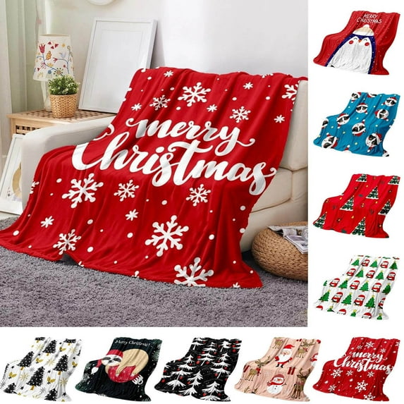 Xuniizn Christmas Blanket for Couch, Soft Christmas Throw Blanket, Warm Thicken Flannel Sherpa Blanket Microfiber Machine Washable for Bedroom, Fleece Blanket, Christmas Decorations for Home