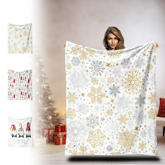 Xuniizn Christmas Blanket for Couch, Soft Christmas Throw Blanket, Warm Thicken Flannel Sherpa Blanket Microfiber Machine Washable for Bedroom, Fleece Blanket, Christmas Decorations for Home