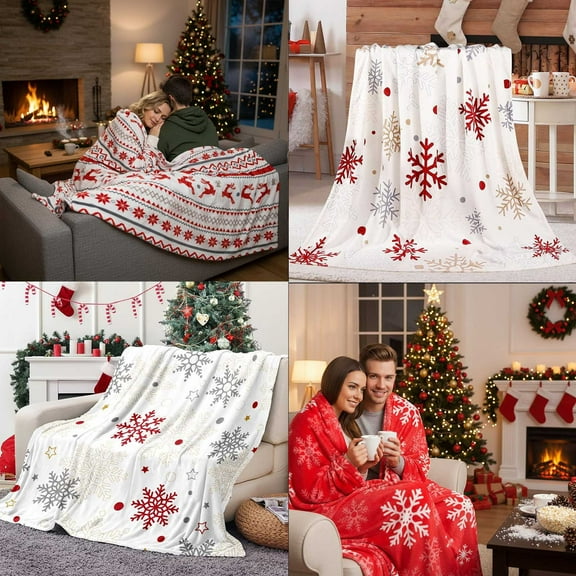 Xuniizn Christmas Blanket for Couch, Soft Christmas Throw Blanket, Warm Thicken Flannel Sherpa Blanket Microfiber Machine Washable for Bedroom, Fleece Blanket, Christmas Decorations for Home