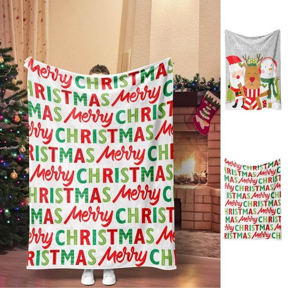 Xuniizn Christmas Blanket for Couch, Soft Christmas Throw Blanket, Warm Thicken Flannel Sherpa Blanket Microfiber Machine Washable for Bedroom, Fleece Blanket, Christmas Decorations for Home