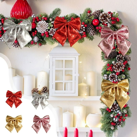 Xuniizn Christmas Bows Large Christmas Tree Bows 1Pc Red Velvet Bows for Christmas Tree Hand Tied Easy Hanging Holiday Christmas Ornaments Party Door Gifts, Christmas Decoration for Home