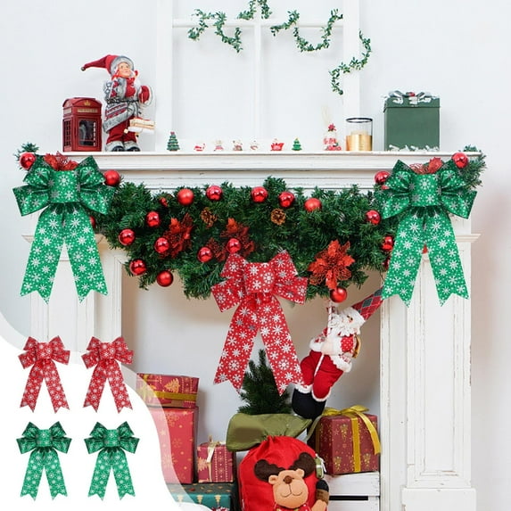 Xuniizn Christmas Bows Large Christmas Tree Bows 2Pcs Green Velvet Bows for Christmas Tree Hand Tied Easy Hanging Holiday Christmas Ornaments Party Door Gifts, Christmas Decoration for Home
